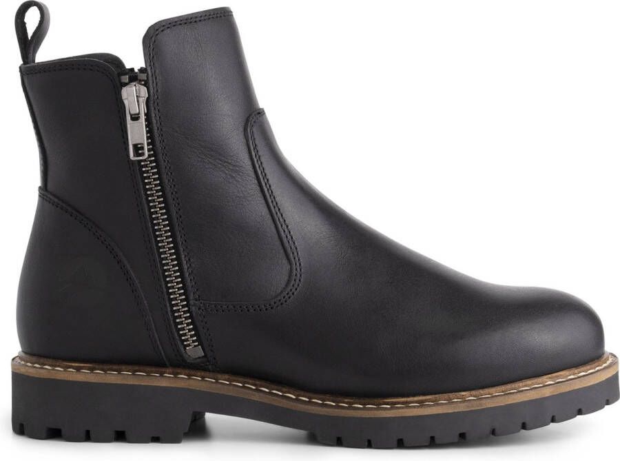 Travelin ' Vestmar Dames leren enkellaarsjes met rits Leren boots vrouwen Zwart leer