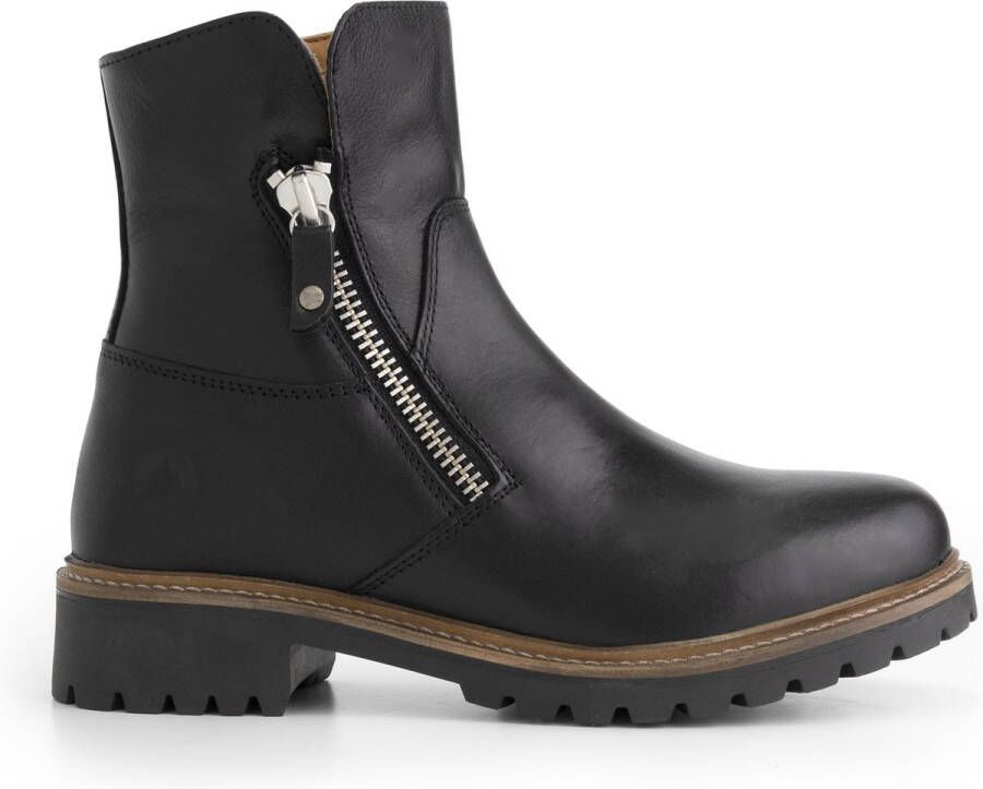 Travelin ' Villendrup Dames leren enkellaarsjes met rits Leren boots Zwart leer