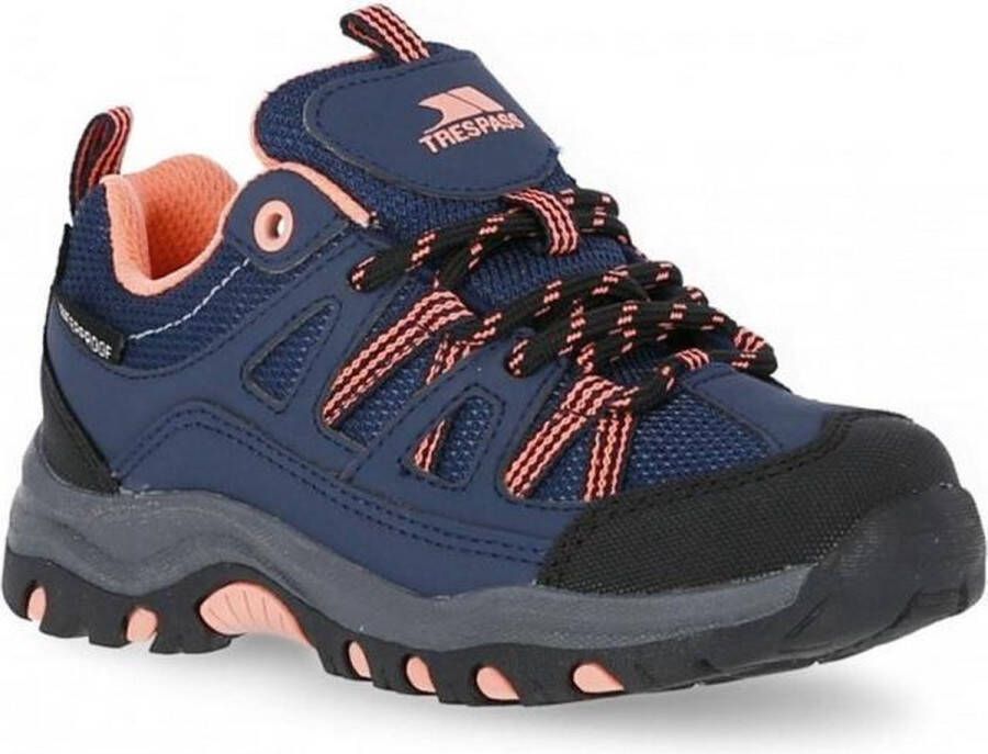 Trespass Childrens Kids Gillon Low Cut Walking Shoe (Navy Neon Coral)