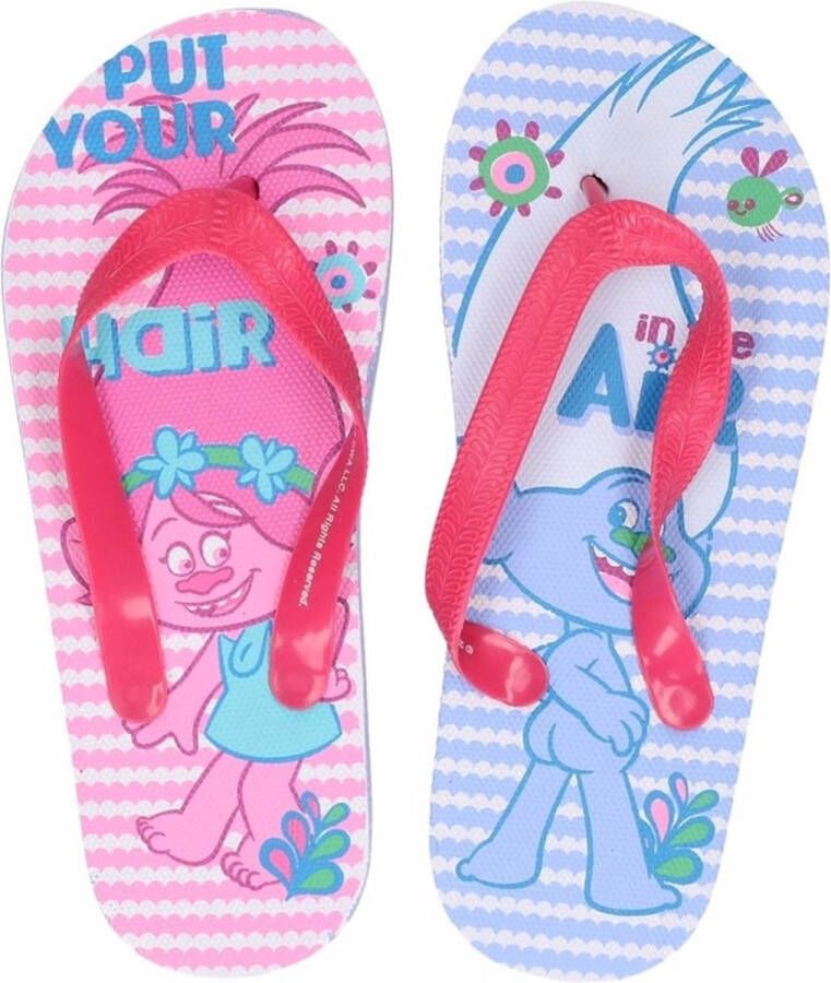 Trolls teenslippers roze blauw voor meisjes 33 34 (7-10 jaar)