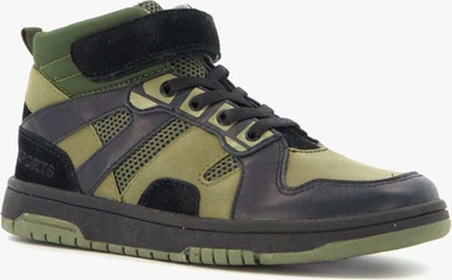 TwoDay hoge leren jongens sneakers zwart groen