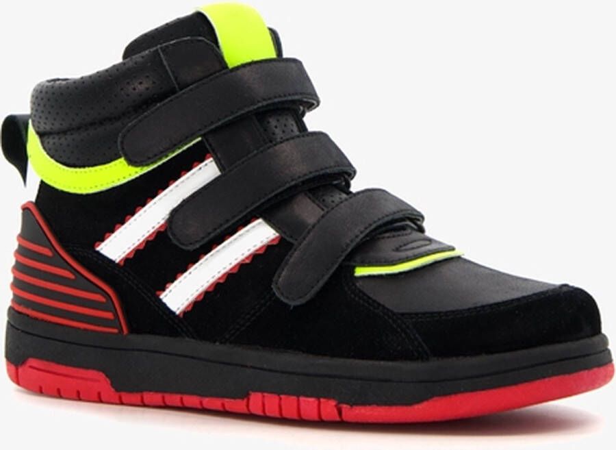 TwoDay hoge leren jongens sneakers zwart neon