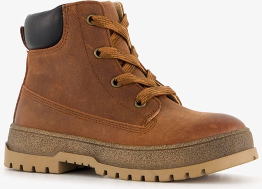 TwoDay leren jongens veterboots cognac bruin