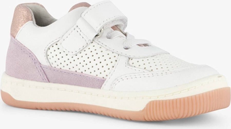 TwoDay leren meisjes sneaker wit pastelpaars