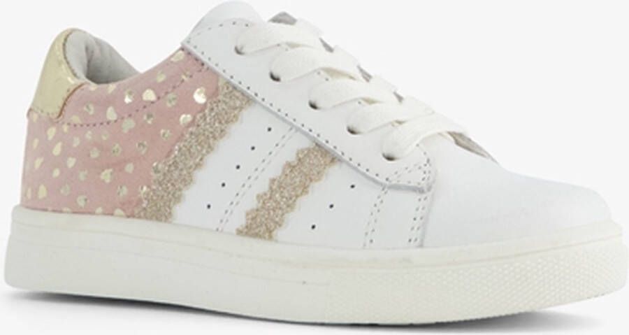 TwoDay leren meisjes sneakers met gouden hartjes