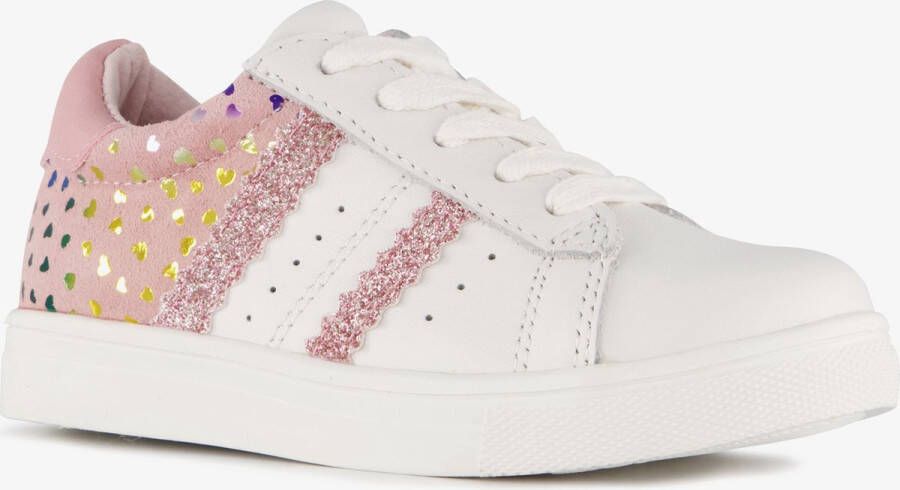 TwoDay leren meisjes sneakers met hartjes Wit