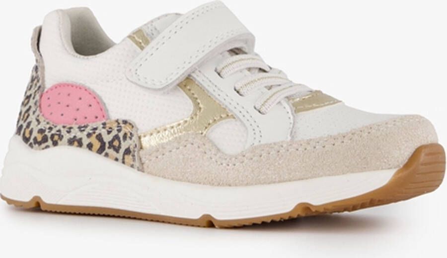 TwoDay leren meisjes sneakers wit met tijgerprint