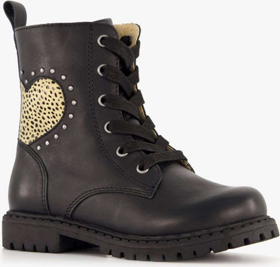 TwoDay leren meisjes veterboots zwart