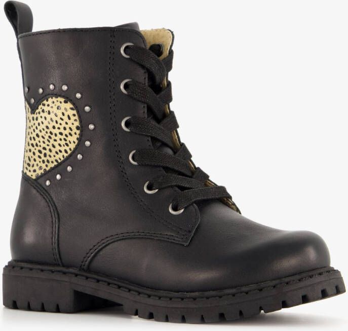 TwoDay leren meisjes veterboots zwart