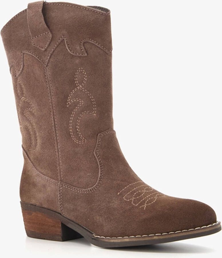 TwoDay suede meisjes cowboy western laarzen Bruin Echt leer