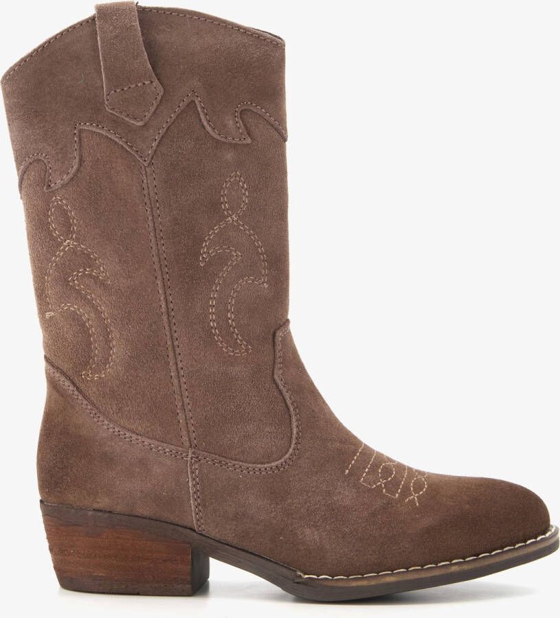 TwoDay suede meisjes cowboy western laarzen Bruin Echt leer