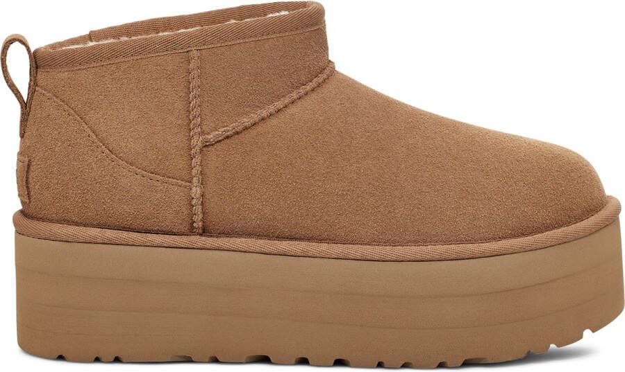 UGG's Bruin Tinten W Classic Ultra Mini Platform Vachtlaarzen Warme Laarzen Dames Cognac