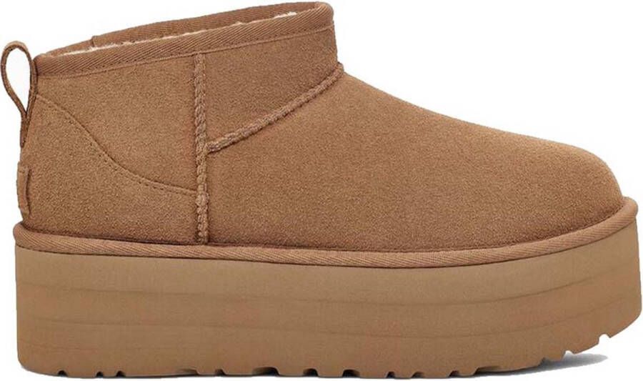 UGG's Bruin Tinten W Classic Ultra Mini Platform Vachtlaarzen Warme Laarzen Dames Cognac