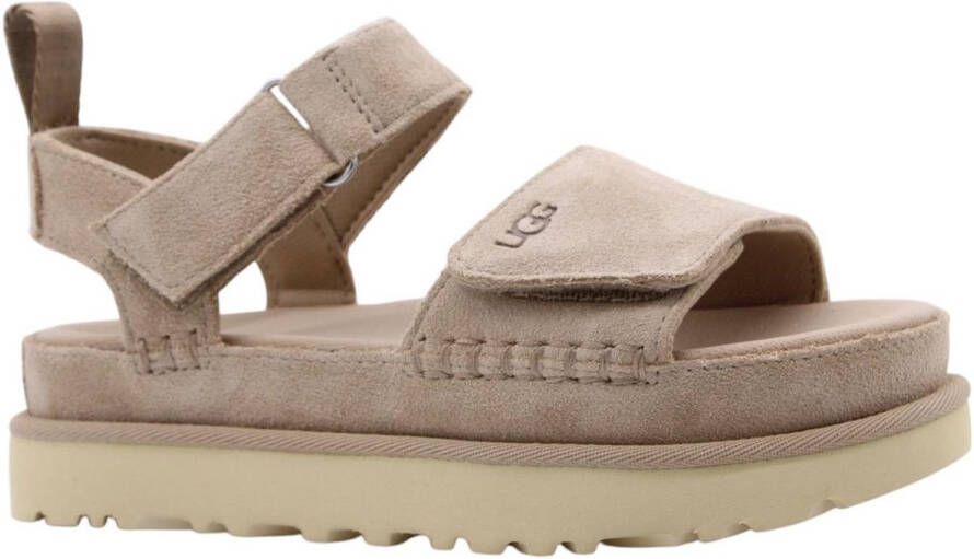 UGG dames plateau sandaal suede beige