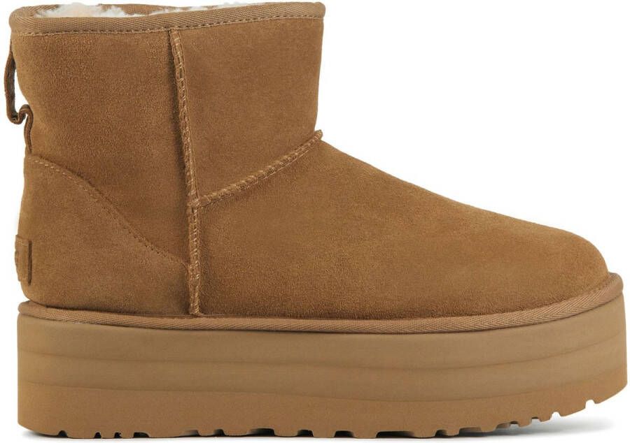 UGG Enkellaarsjes Dames Laarzen Damesschoenen Suède classic mini platfor Cognac