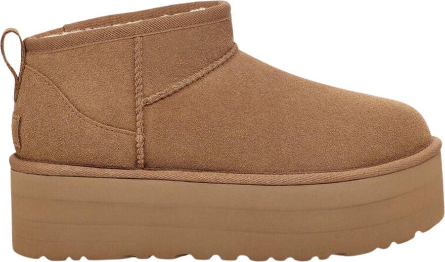 UGG's Bruin Tinten W Classic Ultra Mini Platform Vachtlaarzen Warme Laarzen Dames Cognac