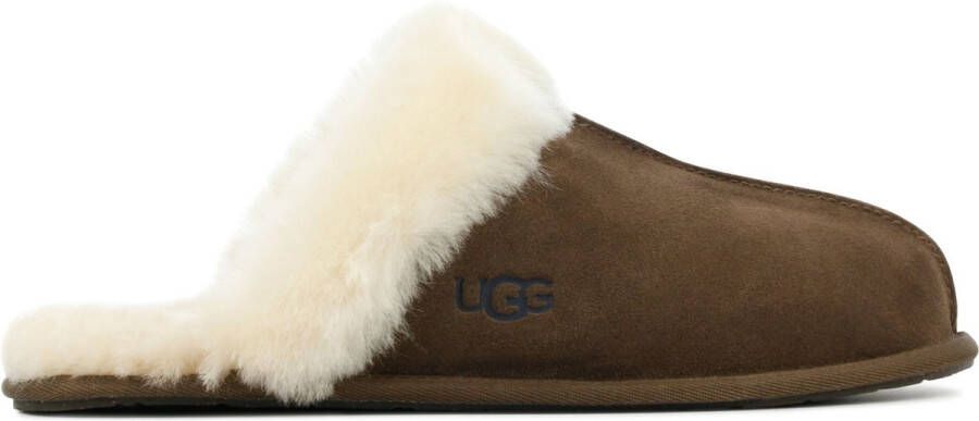 UGG Pantoffels Dames Sloffen Instappers Suède Harde zool Dichte hiel scufette II Bruin