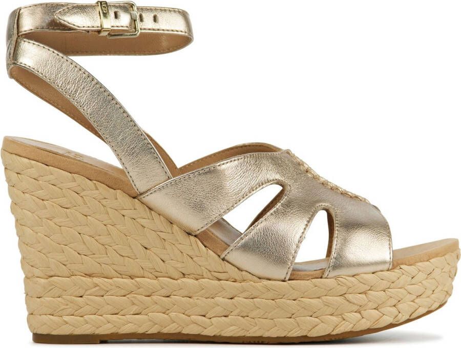 UGG Sandalen Dames Damesschoenen Leer Sleehak hoogte 9 cm 1125029 Goud