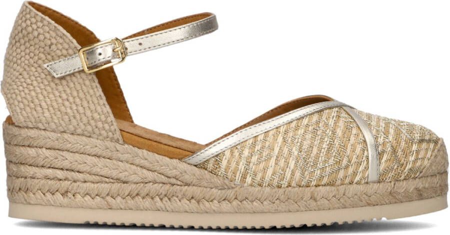 Unisa Beige Espadrilles met Raffia en Gouden Details Beige Dames