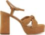 Unisa Sandalen Dames Damesschoenen Suède Plateauhak hoogte 8 cm Umi Camel - Thumbnail 1