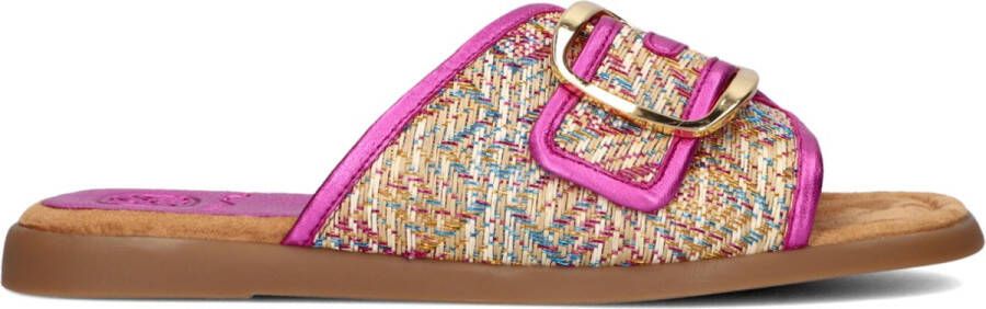 Unisa Roze Metallic Raffia Slippers Multicolor Dames