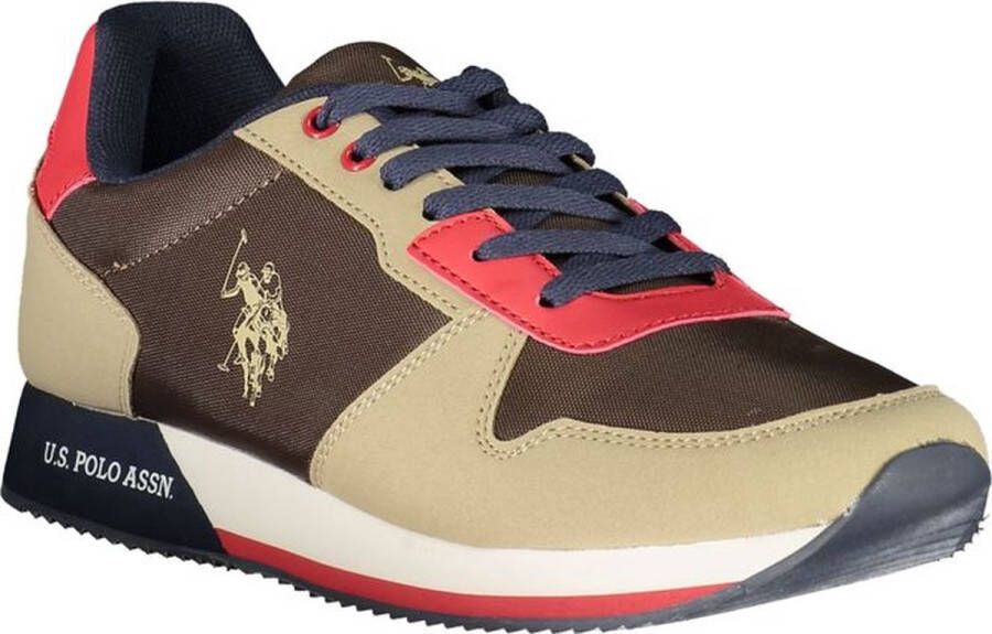 U.s. Polo Assn. Heren Hardloopsneakers Nobil Model Beige Nylon Bruin Brown Heren