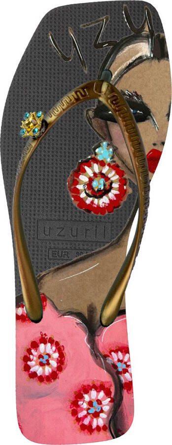 Uzurii Beach Printed Claudia Dames Slippers Black