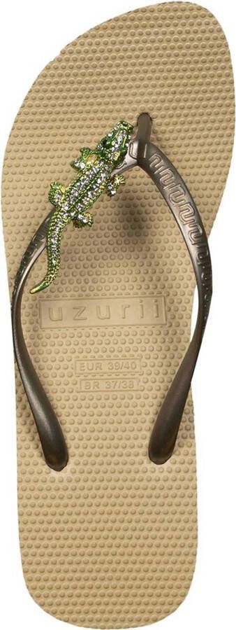 Uzurii Green Crocodile Switch High Heel Dames Slippers Gold | Goud | Green Crocodile Switch High Heel