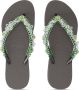 UZURII Bruine Teenslippers Macrame Green Blossom - Thumbnail 2