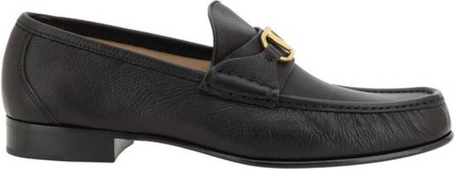 Valentino Garavani Zwarte platte schoenen VLogo Signature loafers Black Heren