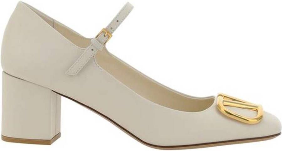 Valentino Garavani Mary Jane Pumps met VLogo Plaque White Dames