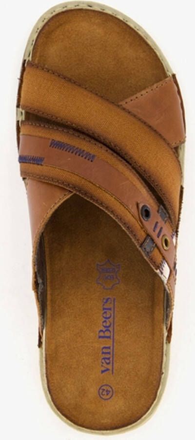 Van Beers leren heren slippers Bruin