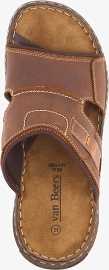 Van Beers leren heren slippers cognac