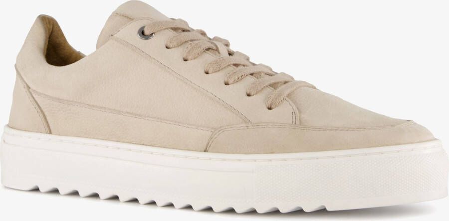 Van Beers leren heren sneakers beige Uitneembare zool