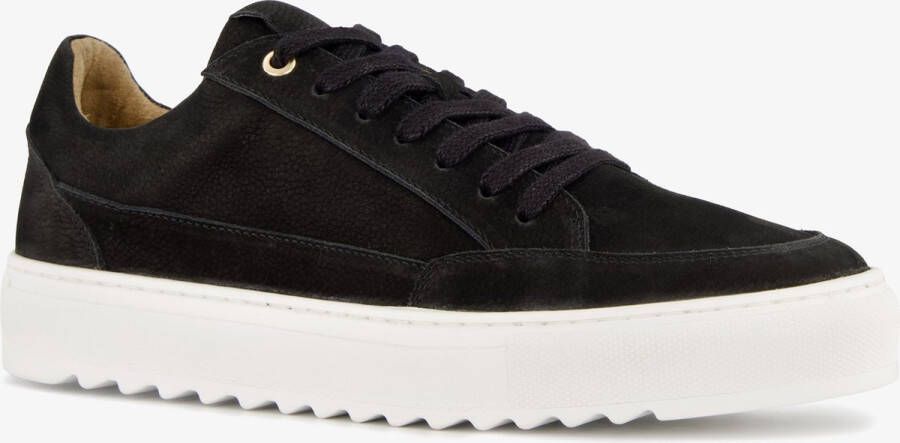 Van Beers leren heren sneakers zwart Uitneembare zool