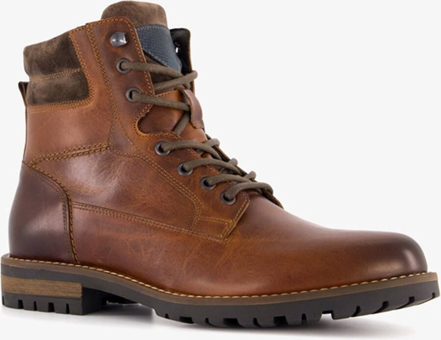 Van Beers leren heren veterboots cognac