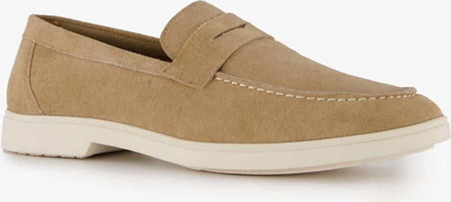 Van Beers suede heren instappers beige Echt leer