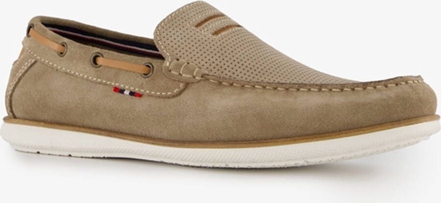 Van Beers suede heren instappers beige Echt leer