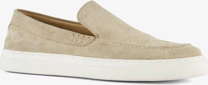 Van Beers suede heren instappers beige Uitneembare zool