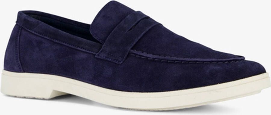 Van Beers suede heren instappers blauw Echt leer