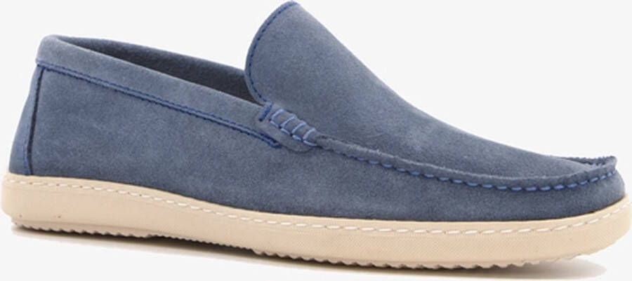 Van Beers suede heren instappers blauw Echt leer