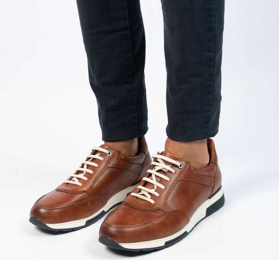 Van Lier Heren Cognac leren sneakers