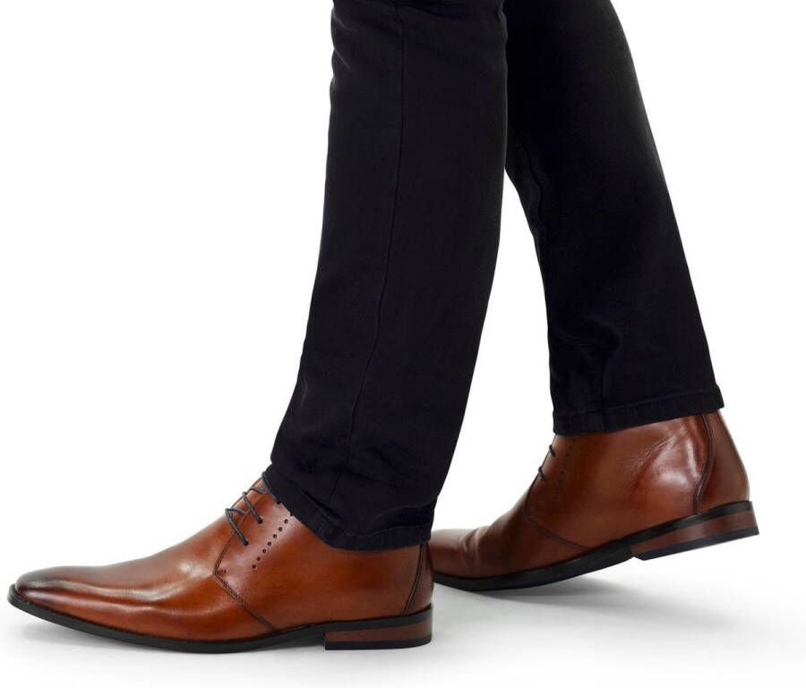 Van Lier Heren Cognac leren veterschoenen