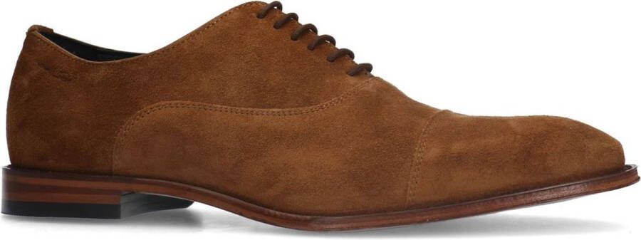 Van Lier Heren Cognac suède veterschoenen