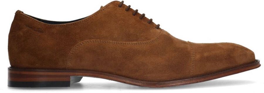 Van Lier Heren Cognac suède veterschoenen