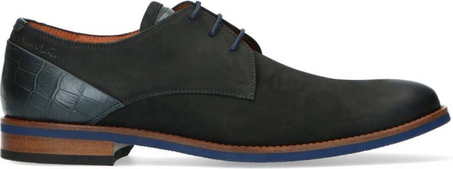 Van Lier Heren Zwarte nubuck veterschoenen