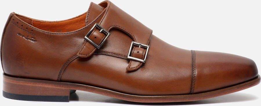 Van Lier Rhodes gespschoenen cognac Leer