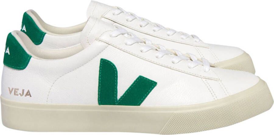 Veja Groene Leren Sneakers met Logo Detail White