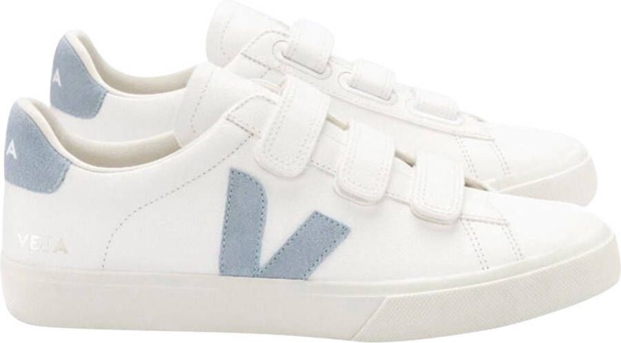 Veja Recife Sneakers Wit Staalblauw Kalfsleer VLogo Handtekening Detail White Dames