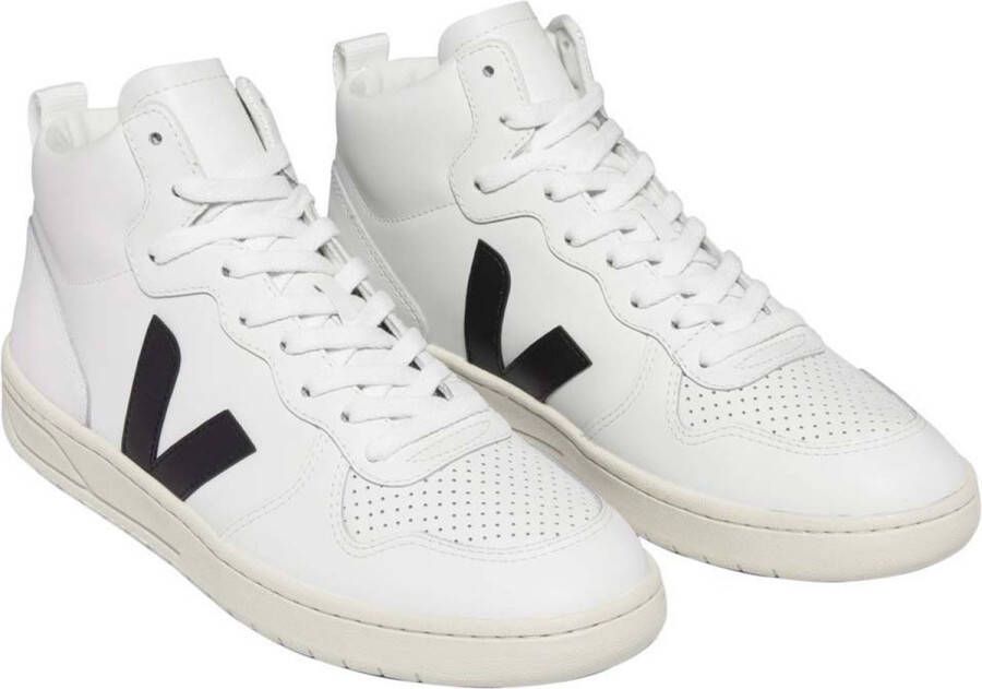 Veja Extra Wit Zwart Leren Sneakers Wit Dames